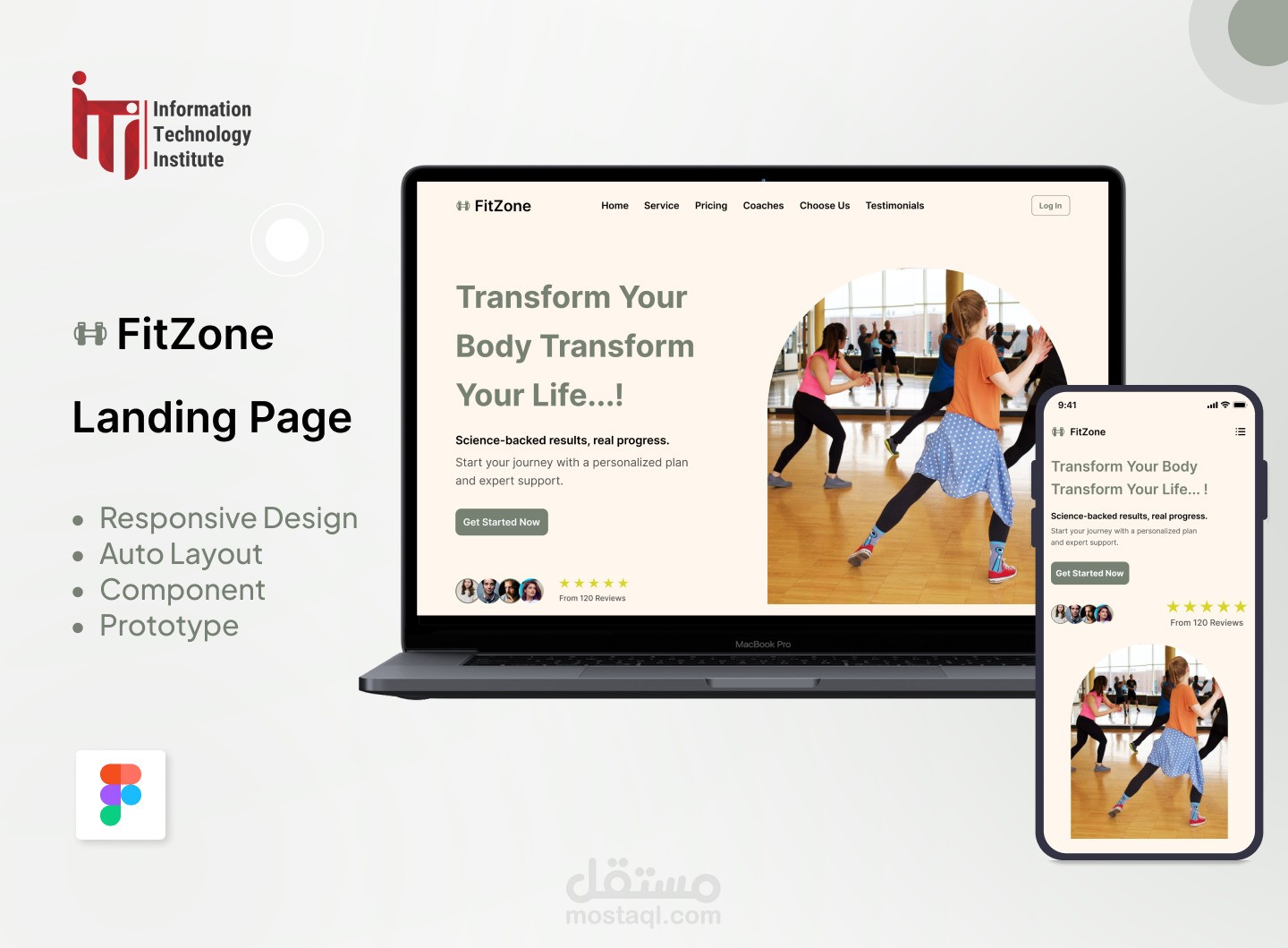 تصميم صفحه هبوط  ( FitZone _ Responsive Landing Page )