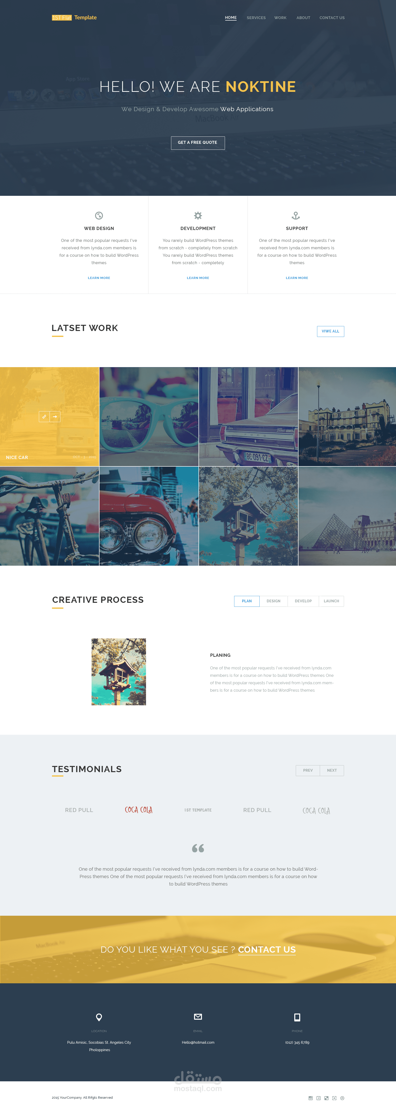 تصميم قالب Flat لموقع صفحة واحدة