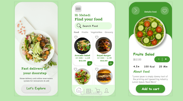 لتصميم مخصص لتطبيق توصيل طعام