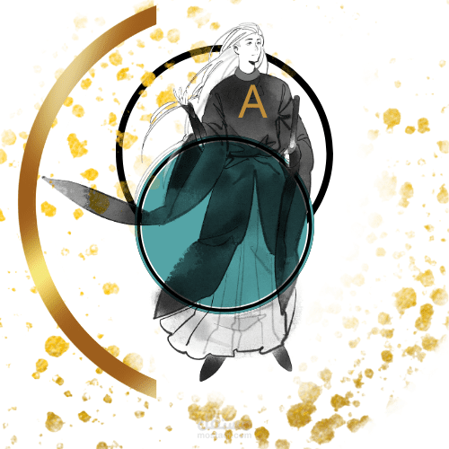 تصميم رقمي يحتوي على دوائر وعناصر أنمي، بأسلوب فني ملون وحديث، مناسب للبوستات أو الرسومات الرقمية