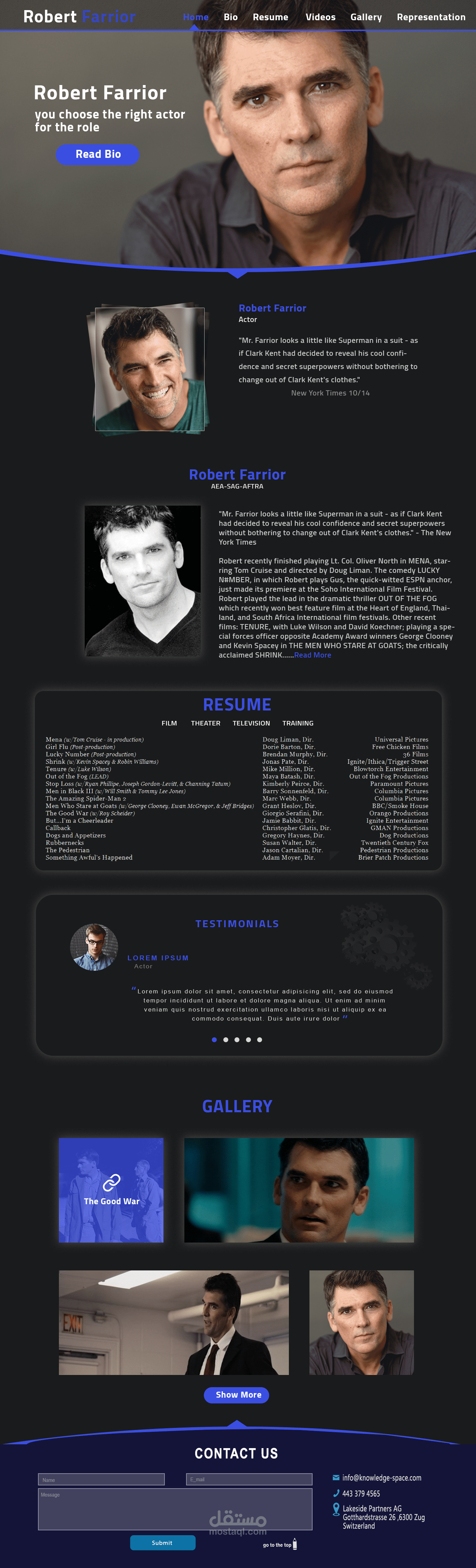 Actor landing page