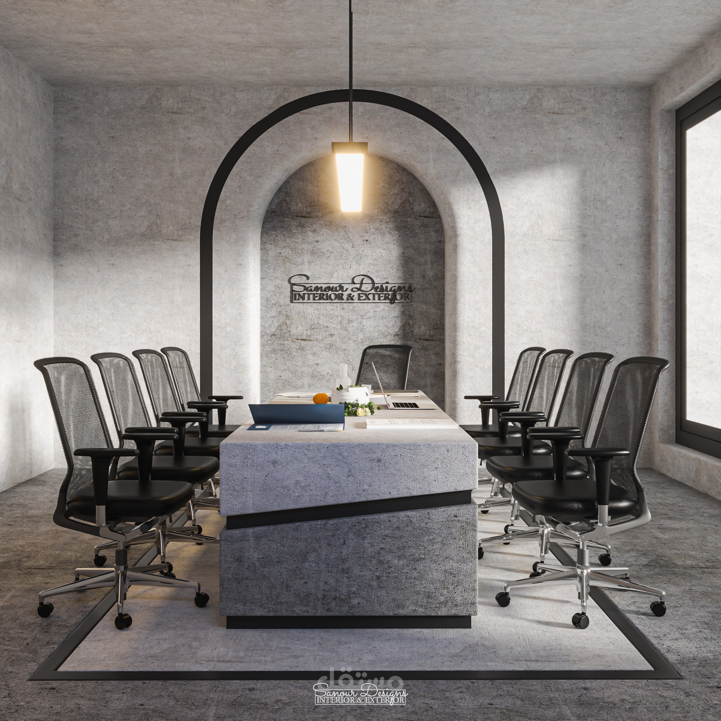 تصميم داخلي لغرفة اجتماعات