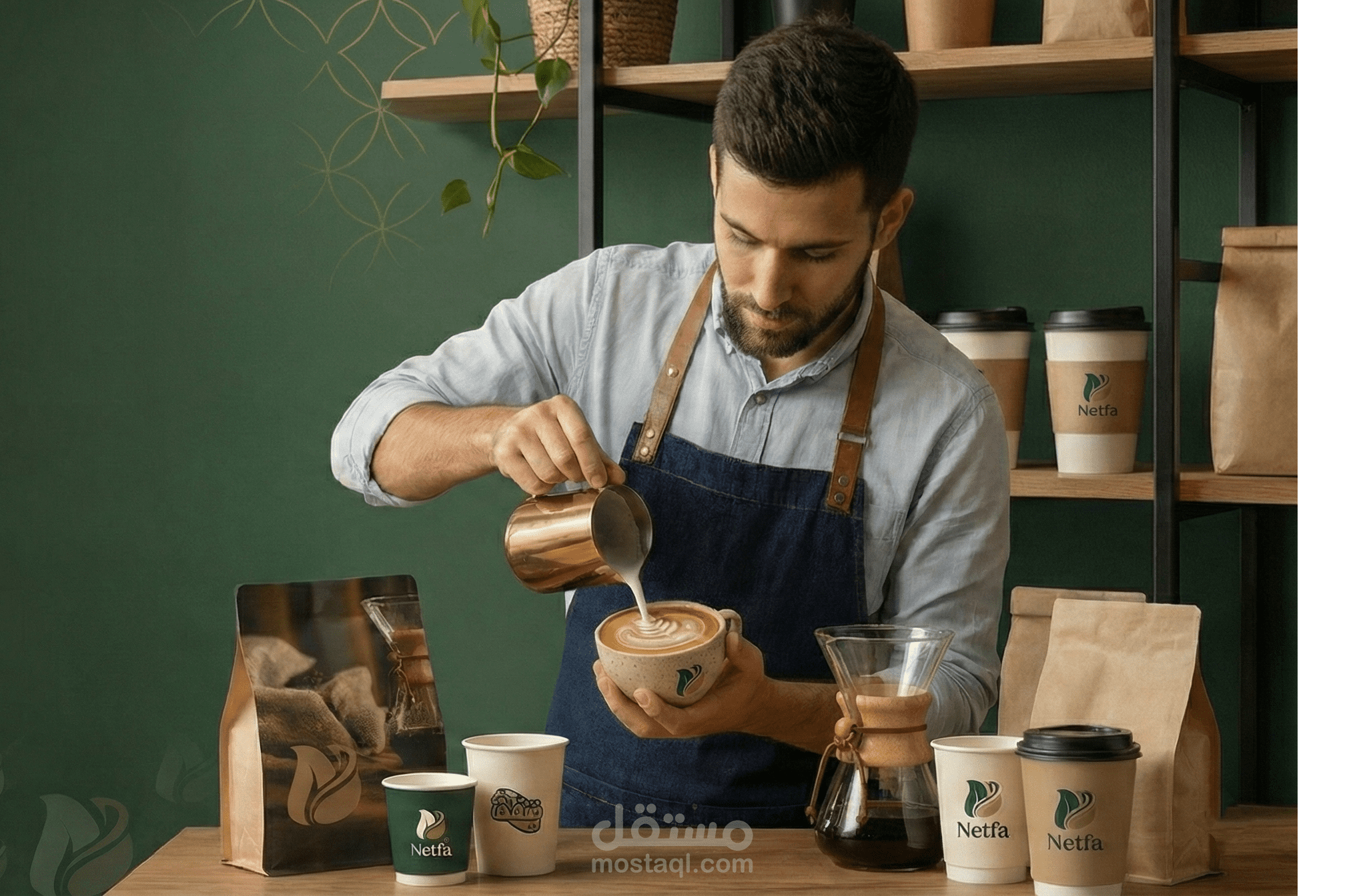 تصميم هوية بصرية وتجربة رقمية متكاملة لمقهى نتفة (Netfa Cafe)
