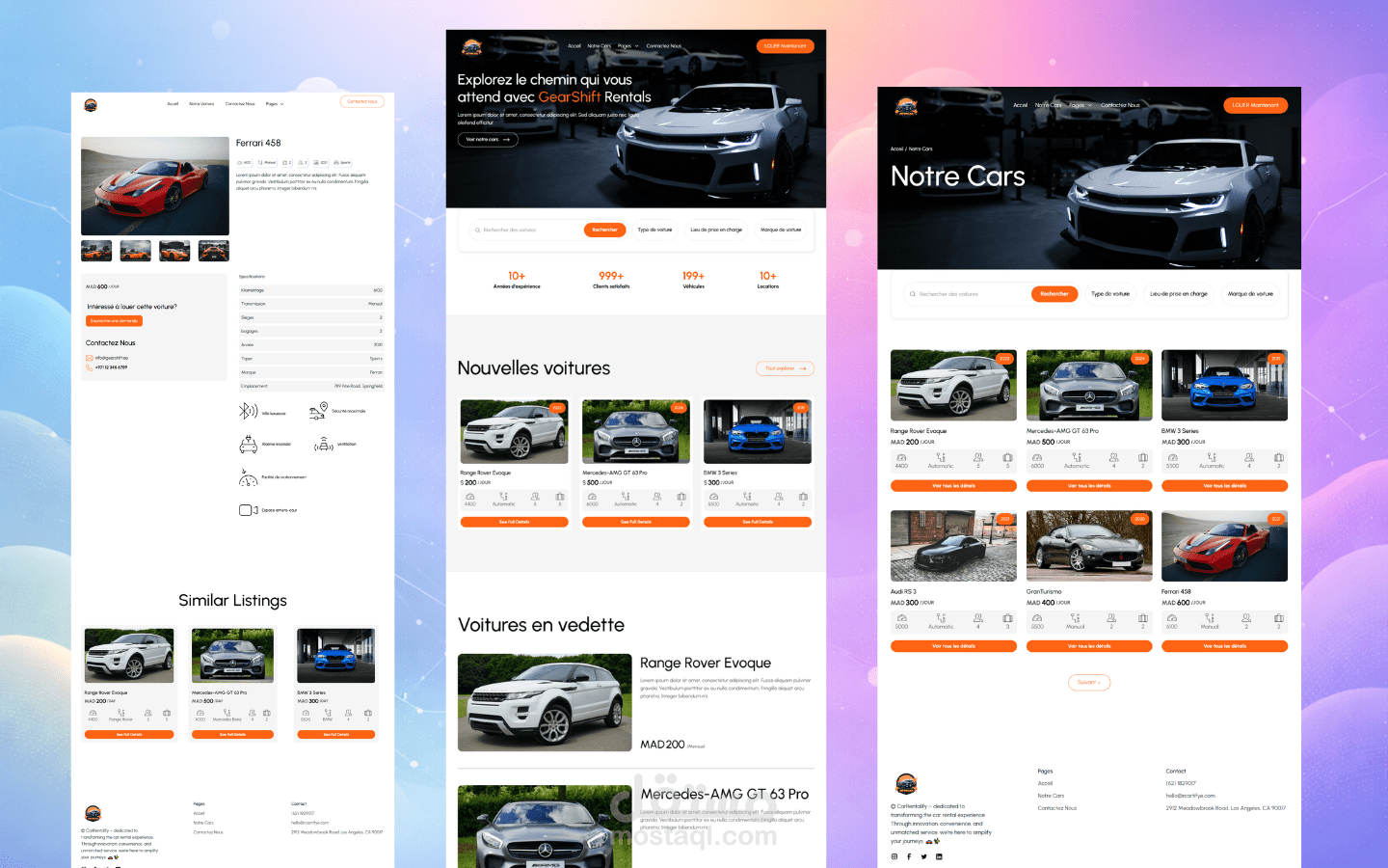 منصة لتأجير السيارات الفاخرة مع تصميم عصري
