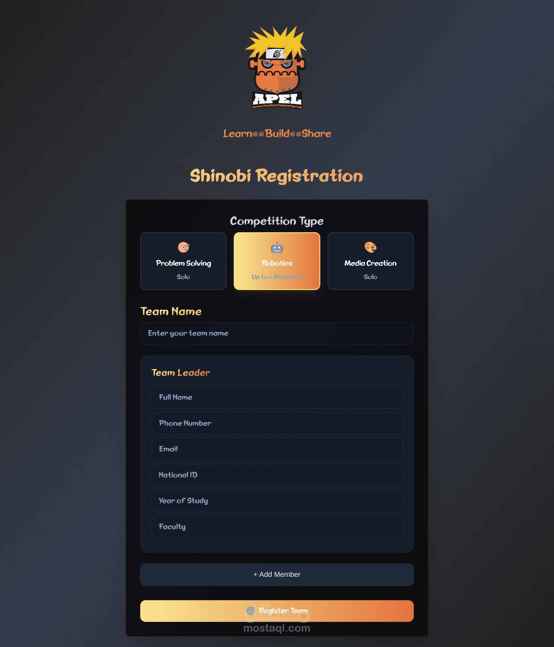 Competition Registration Form (Next.js / MongoDB)