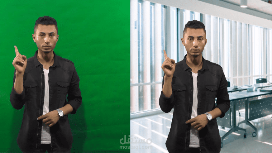 نموذج لتفريغ فيديوهات الكروما الخضراء  وتغيير الخلفيات حسب الطلب