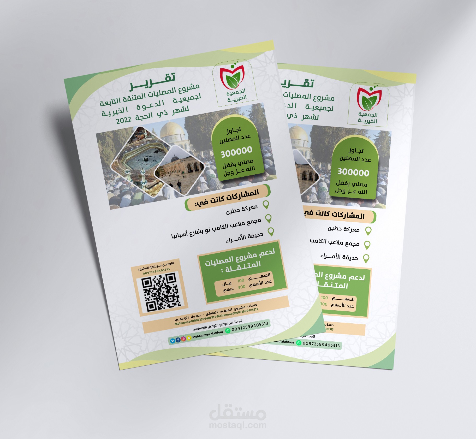 تصميم لتقرير مشروع المصليات المتنقلة التابعة لجمعية الدعوة الخيرية