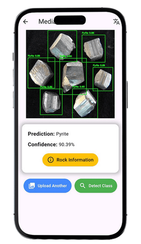نظام كشف وتصنيف الصخور المعدنية في الوقت الفعلي باستخدام الذكاء الاصطناعي