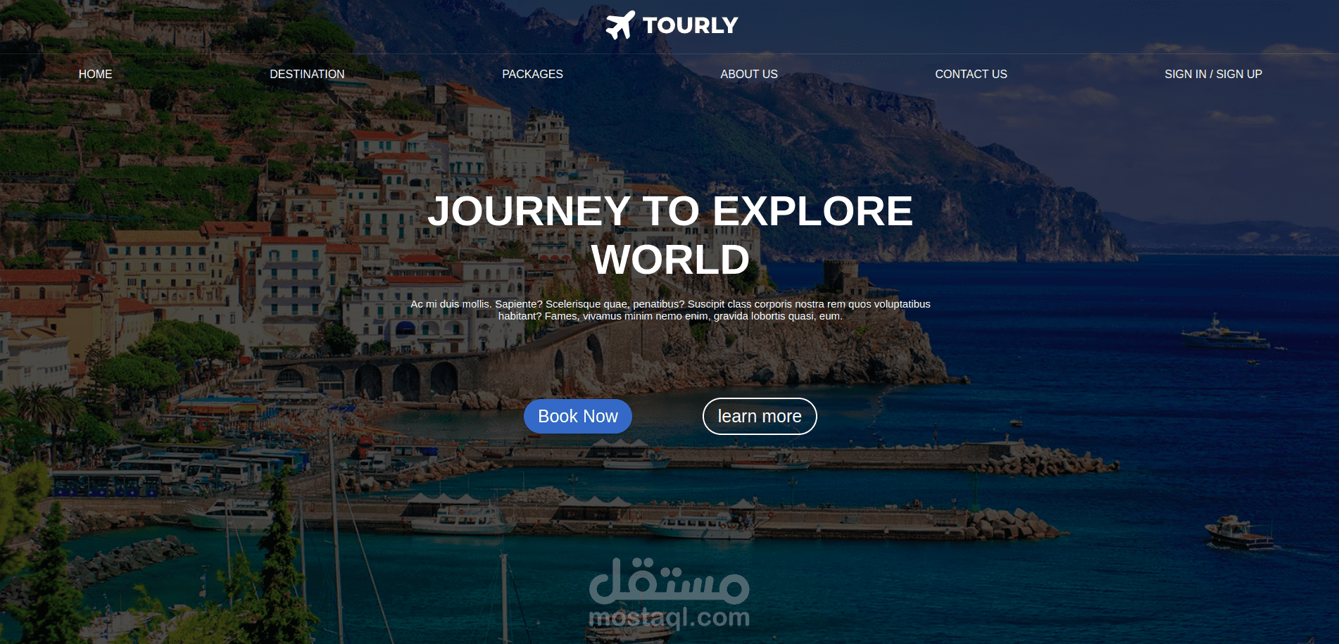 تصميم واجهة موقع إلكتروني لشركة رحلات سياحية