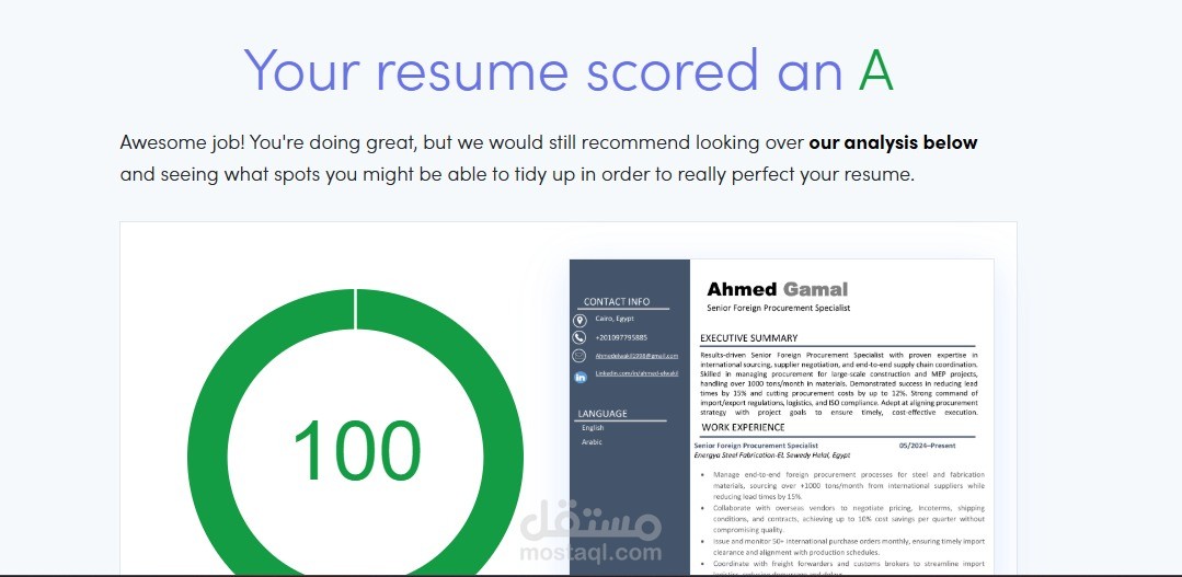 تصميم سيرة ذاتية (CV) احترافية متوافقة مع أنظمة ATS