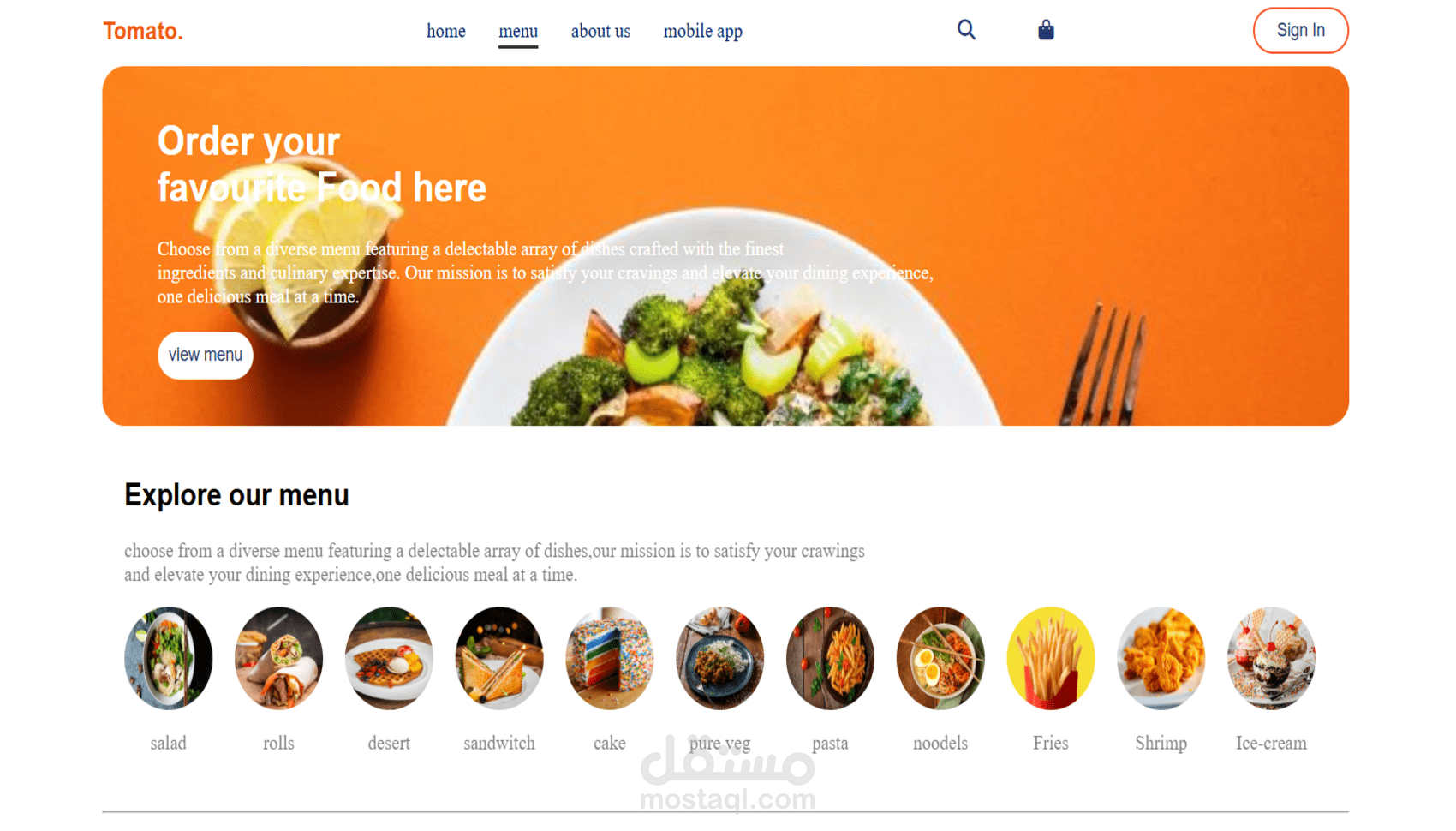 Restaurant Landing page