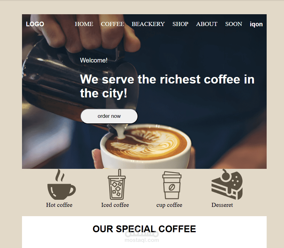 coffee landing page