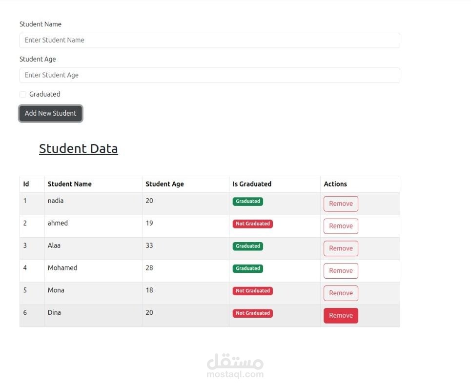 مشروع واجهة مستخدم تفاعلية بسيطة تم تطويره باستخدام مكتبة React