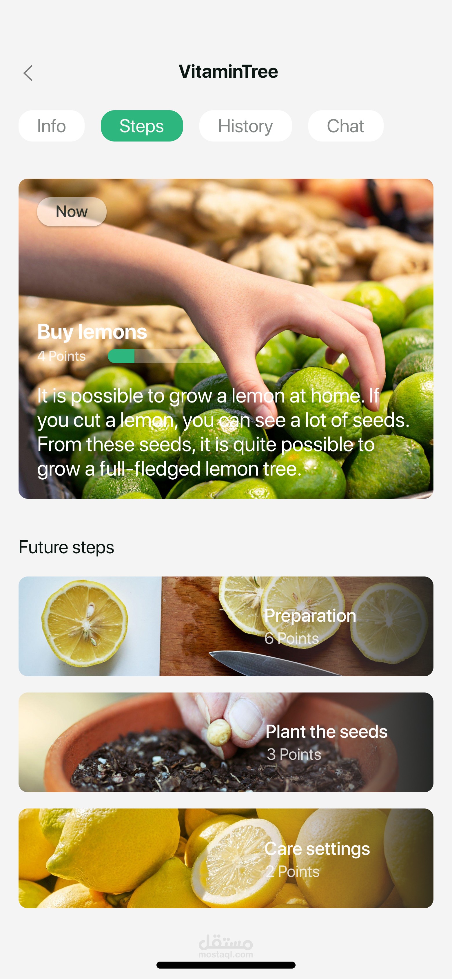 "تصميم ميزة التحديات التفاعلية لتطبيق العناية بالنباتات"