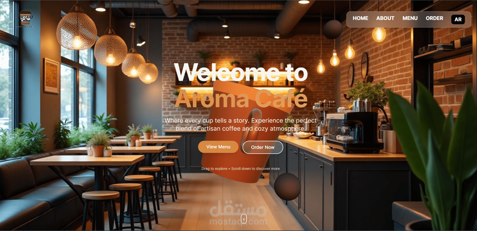 صفحة هبوط لكافية 3D – تجربة ويب باستخدام React
