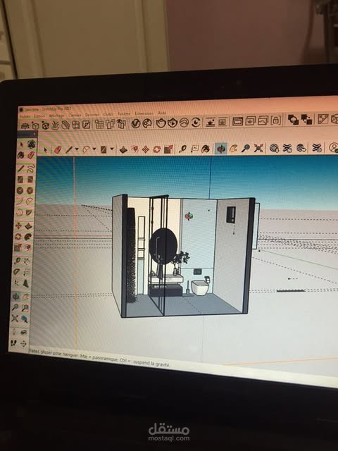 تصميم 3D لحمام و مطبخ باستخدام برنامج اسكيتش اب