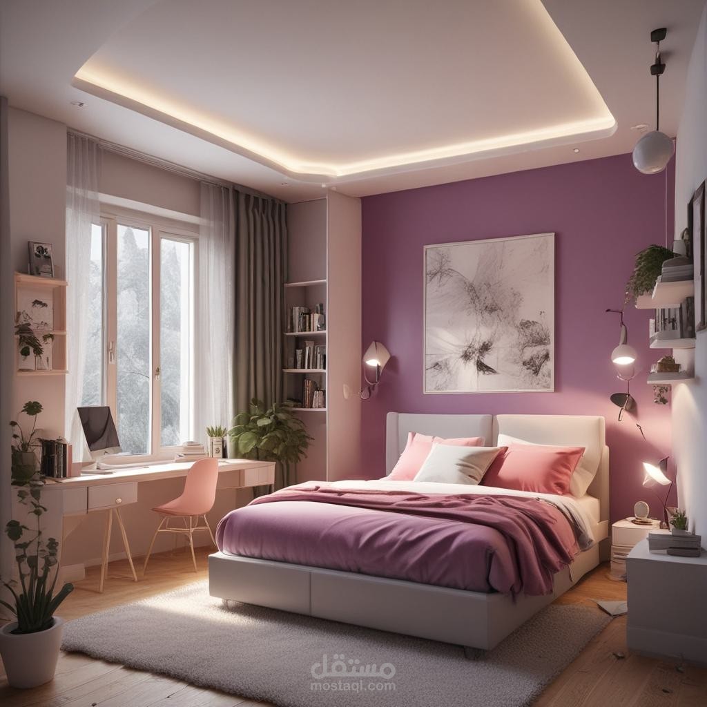 تصميم داخلي لغرفة نوم لبنت