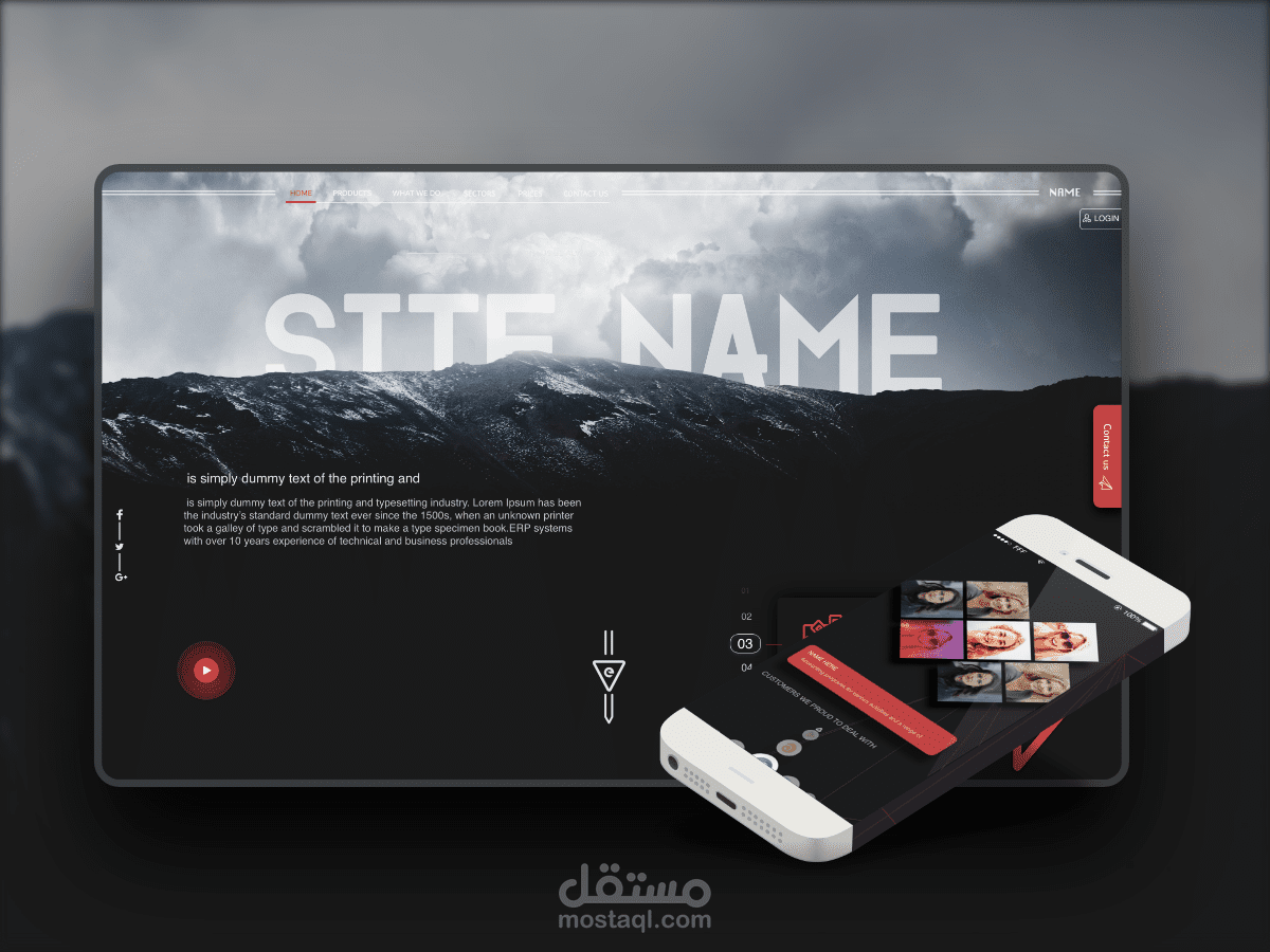 قالب موقع الكتروني.    Site Dark UI Design