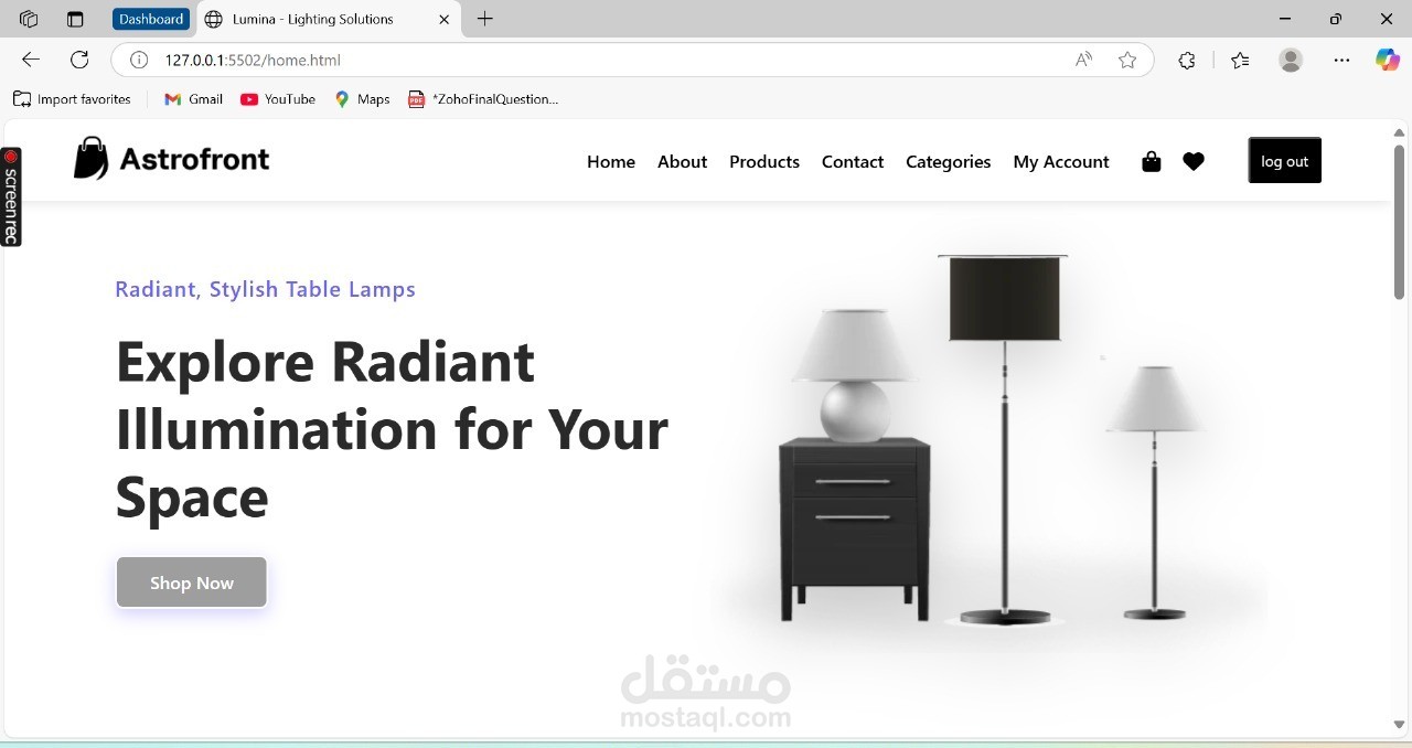 صفحة تجارة الكترونية frontend