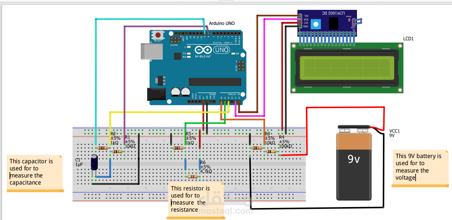 عمل جهاز مالتميتر بواسطة برنامج arduino ide