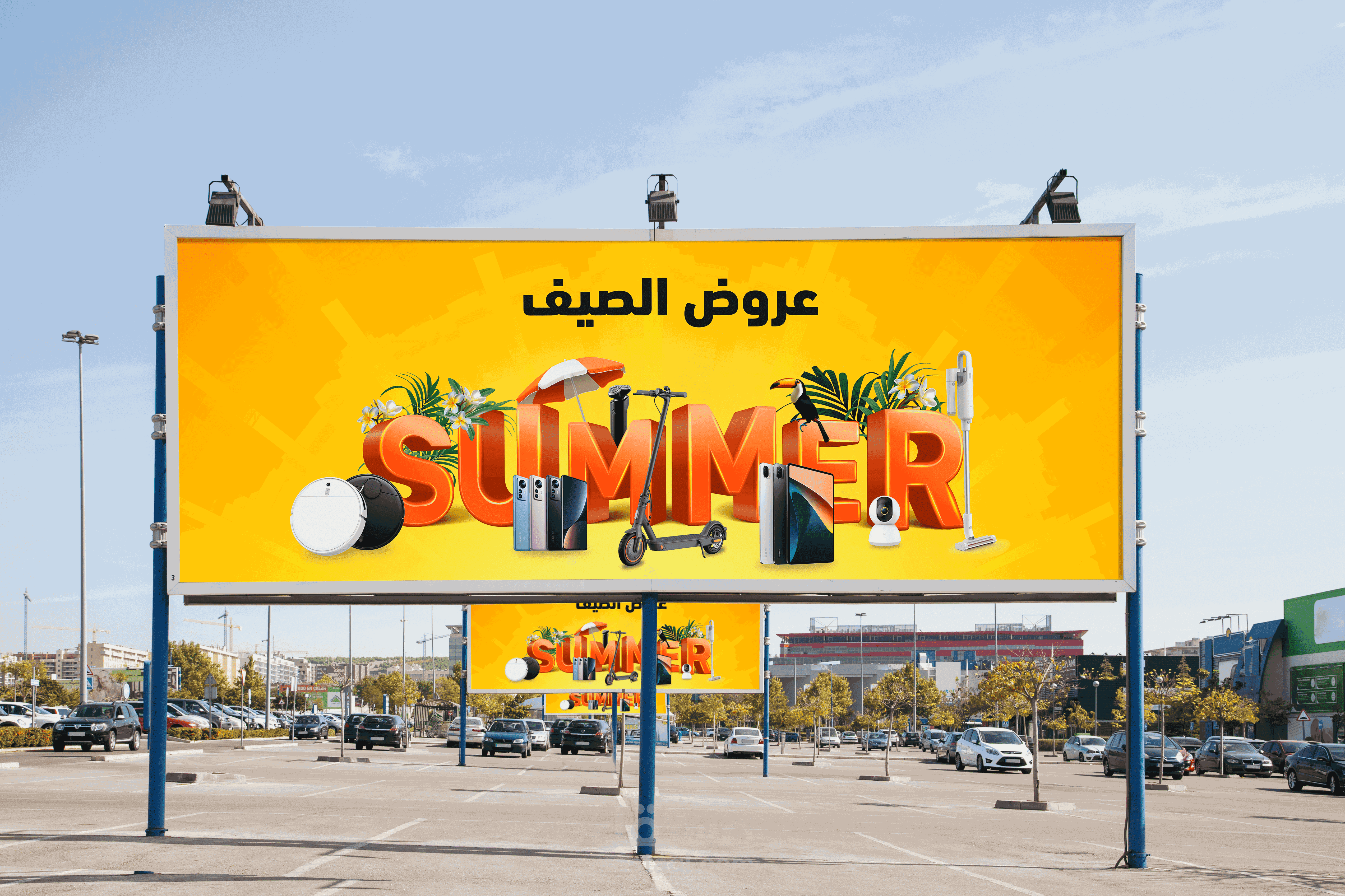 بنر عروض الصيف بطريقة ابداعية كرييتف لمنتجات شاومي