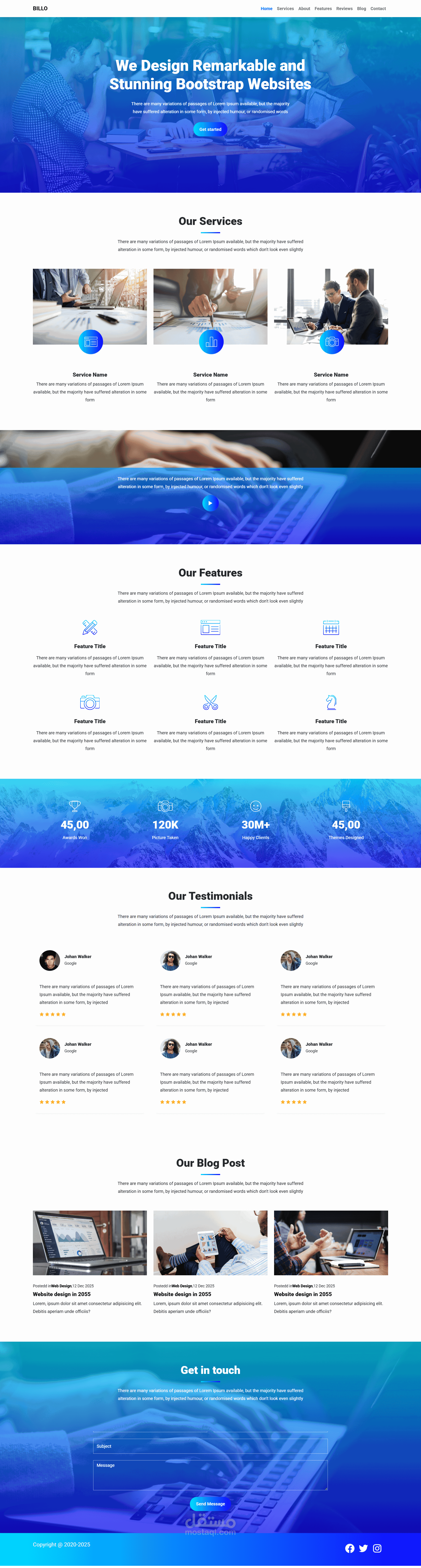 موقع ترويجي حديث ومتجاوب باستخدام HTML, CSS, Bootstrap