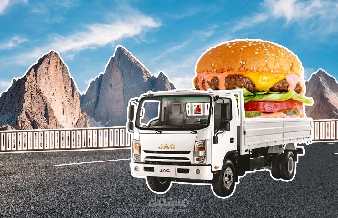 تصميمات لمعرض سيارات واعلان لمطعم