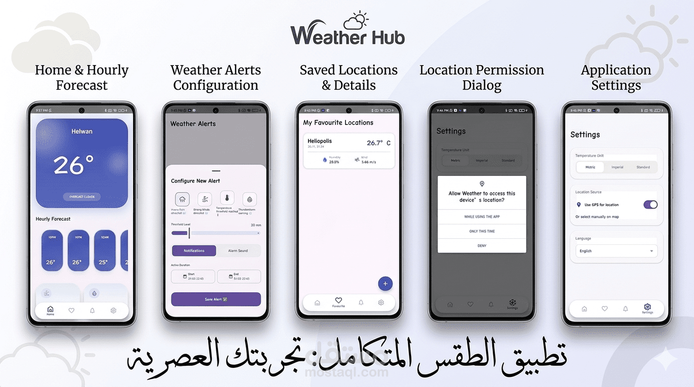 تطوير تطبيق "Weather Hub" المتكامل لمتابعة حالة الطقس