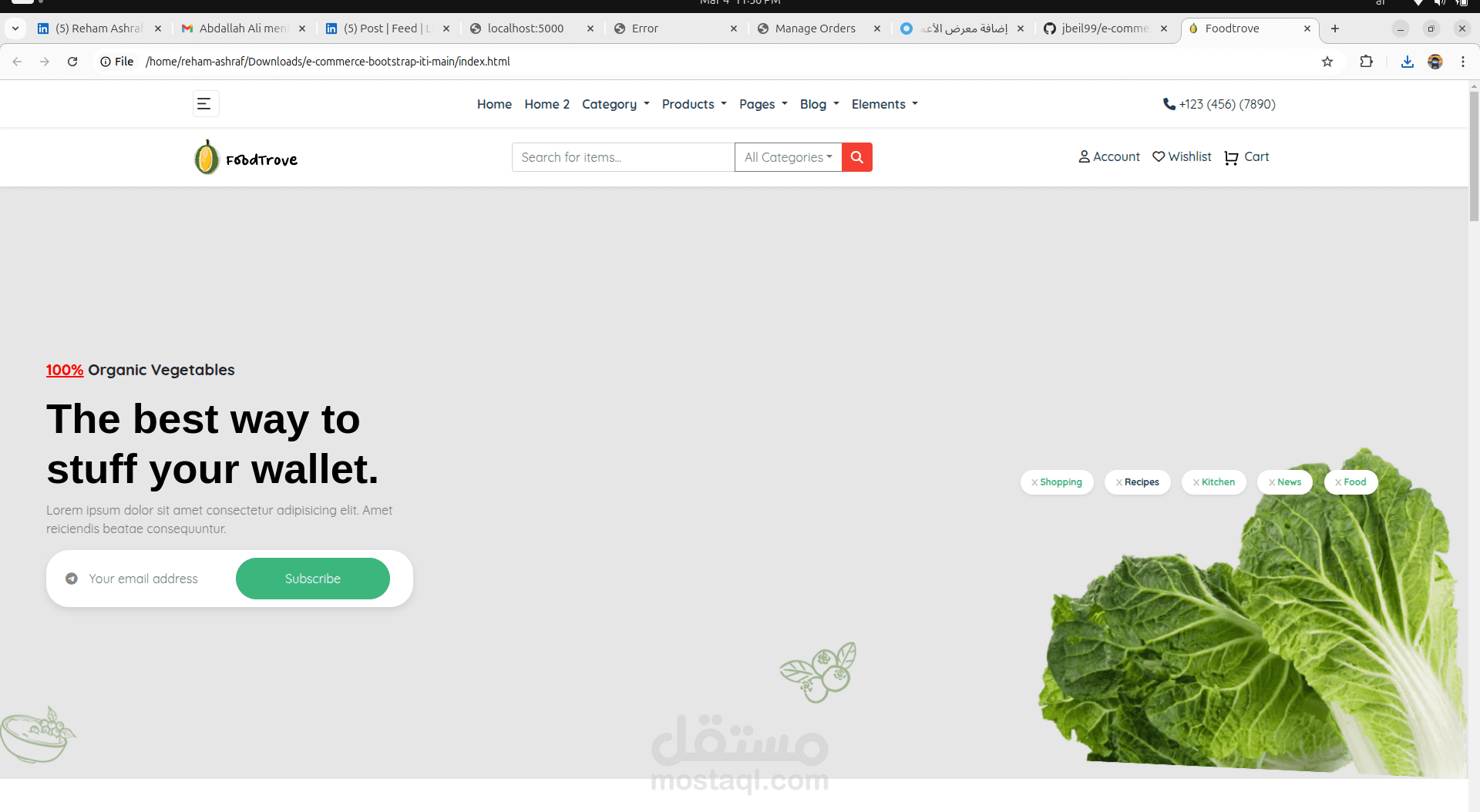 عمل مشروع تجاري لبيع السلع الغذائية