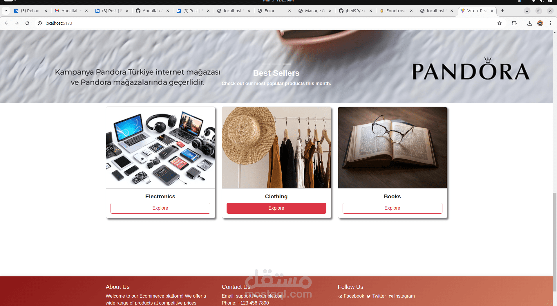 مشروع موقع تجاري باستخدام الريأكت