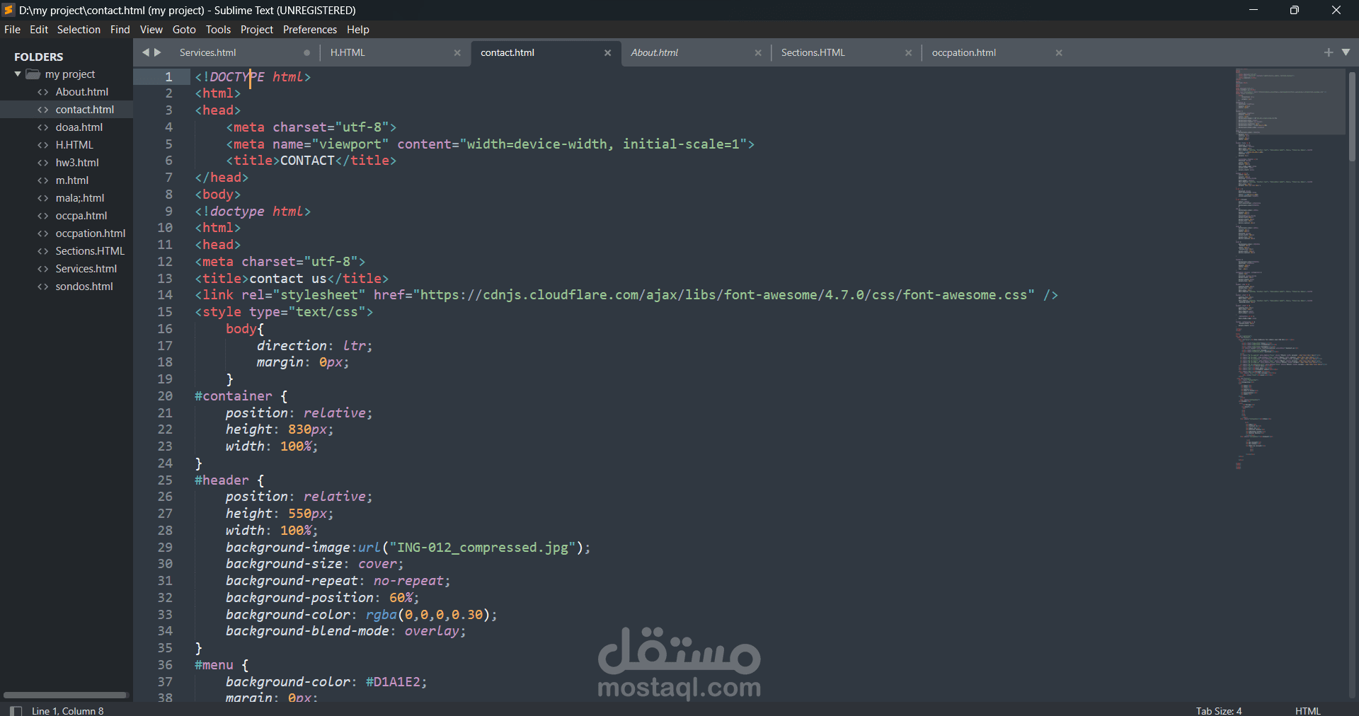 تصميم صفحات موقع الكتروني