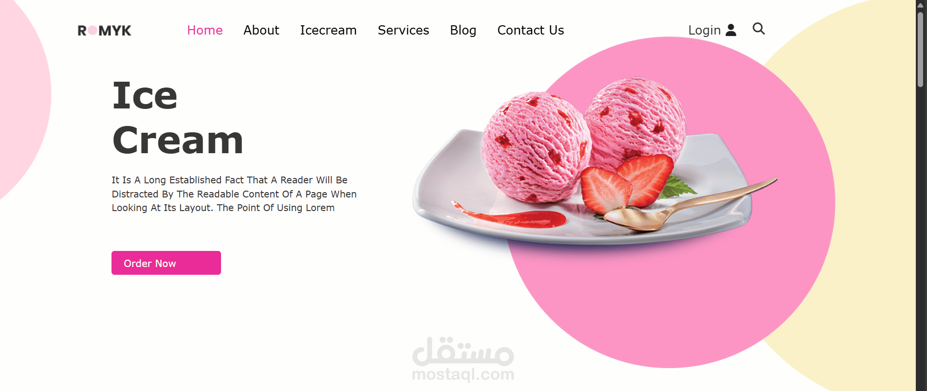 تطوير موقع لعرض منتجات ايس كريم