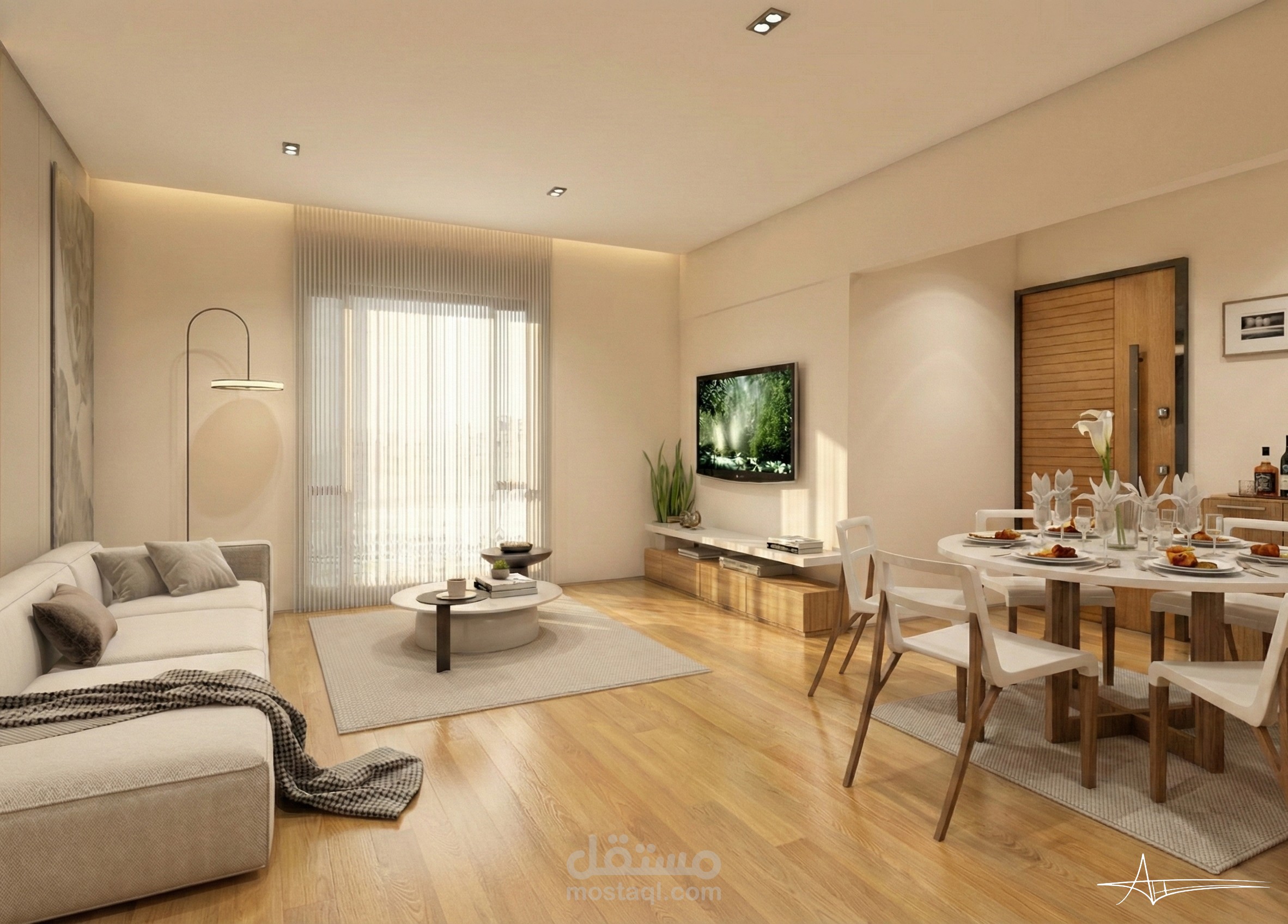 تصميم داخلي لشقة سكنية (Modern Minimalist) - المعادي