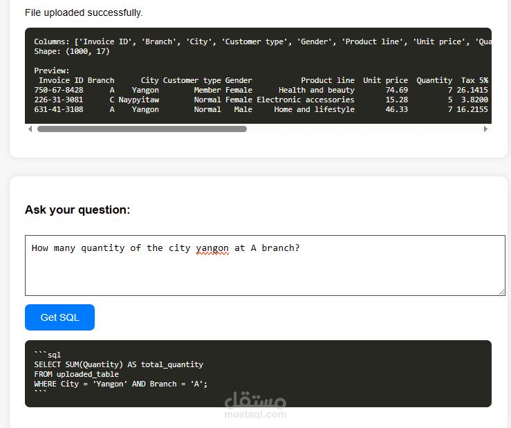 Natural Language to SQL Query Executor (TexttoSQL)