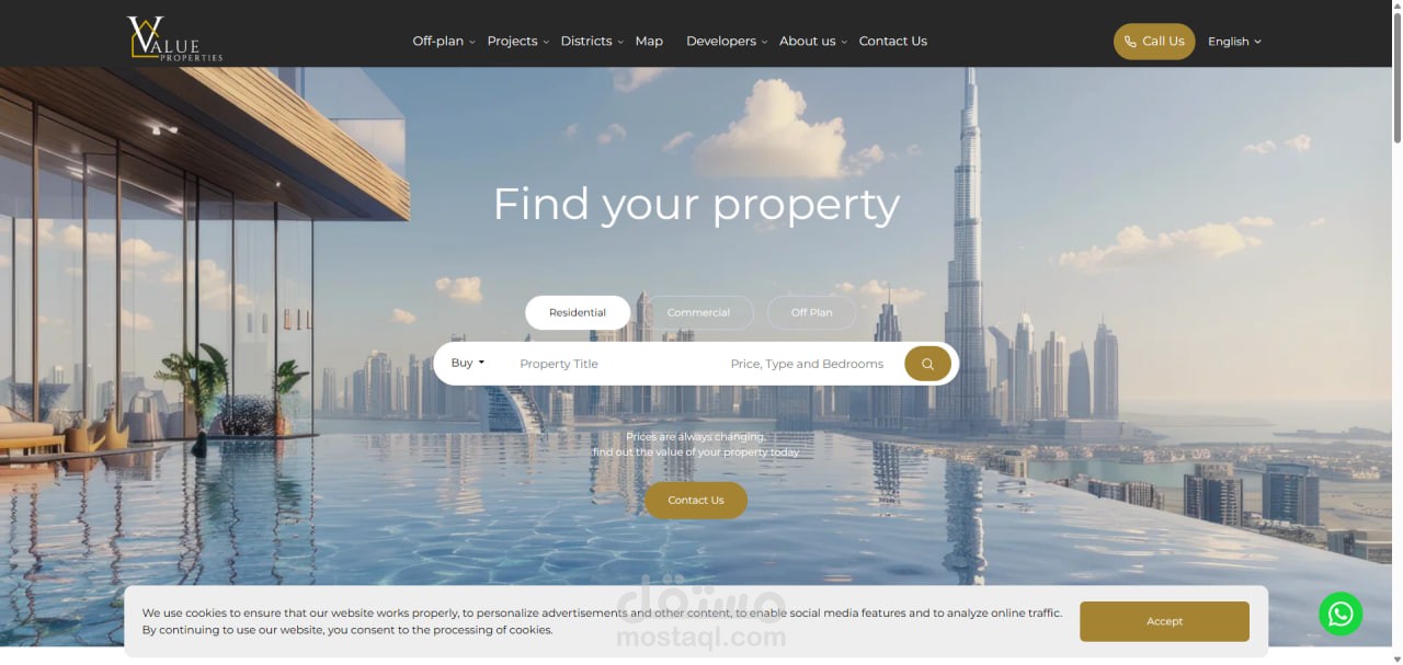 تطوير موقع Value Properties – منصة عقارية رقمية متطورة