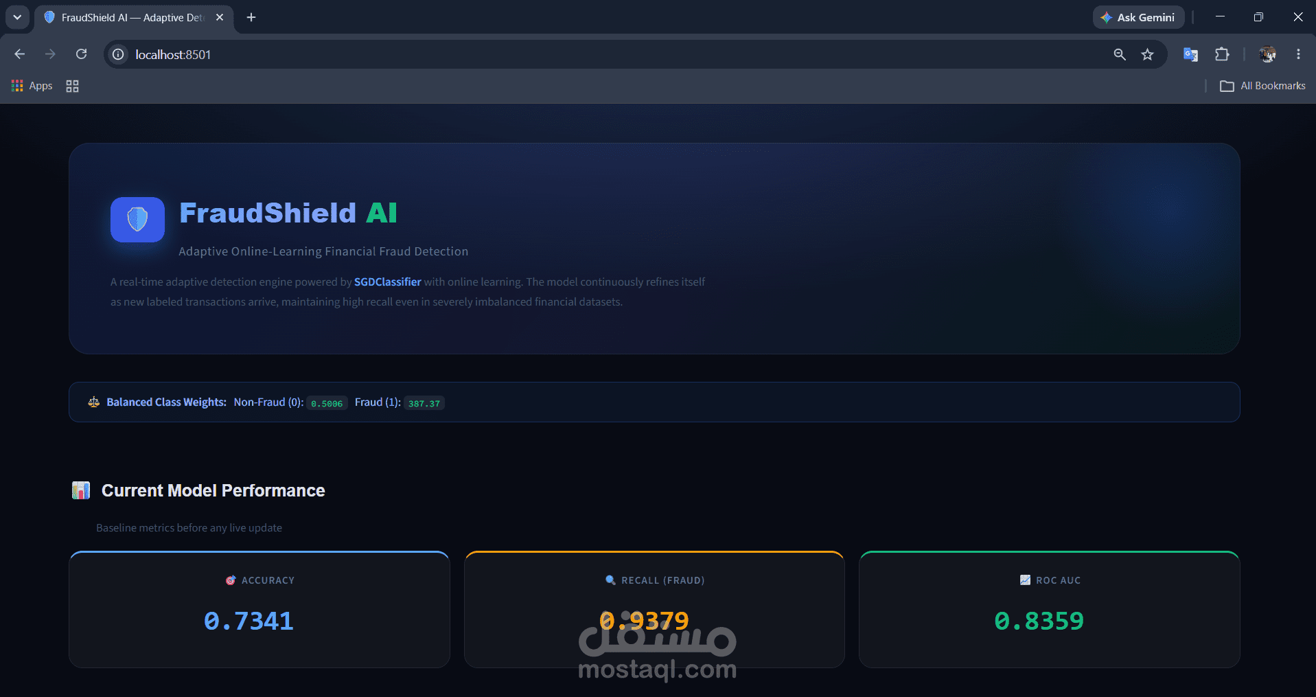 بناء نظام ذكي ومتكيف لاكتشاف الاحتيال المالي باستخدام التعلم الآلي المستمر (Online Adaptive Fraud Detection)