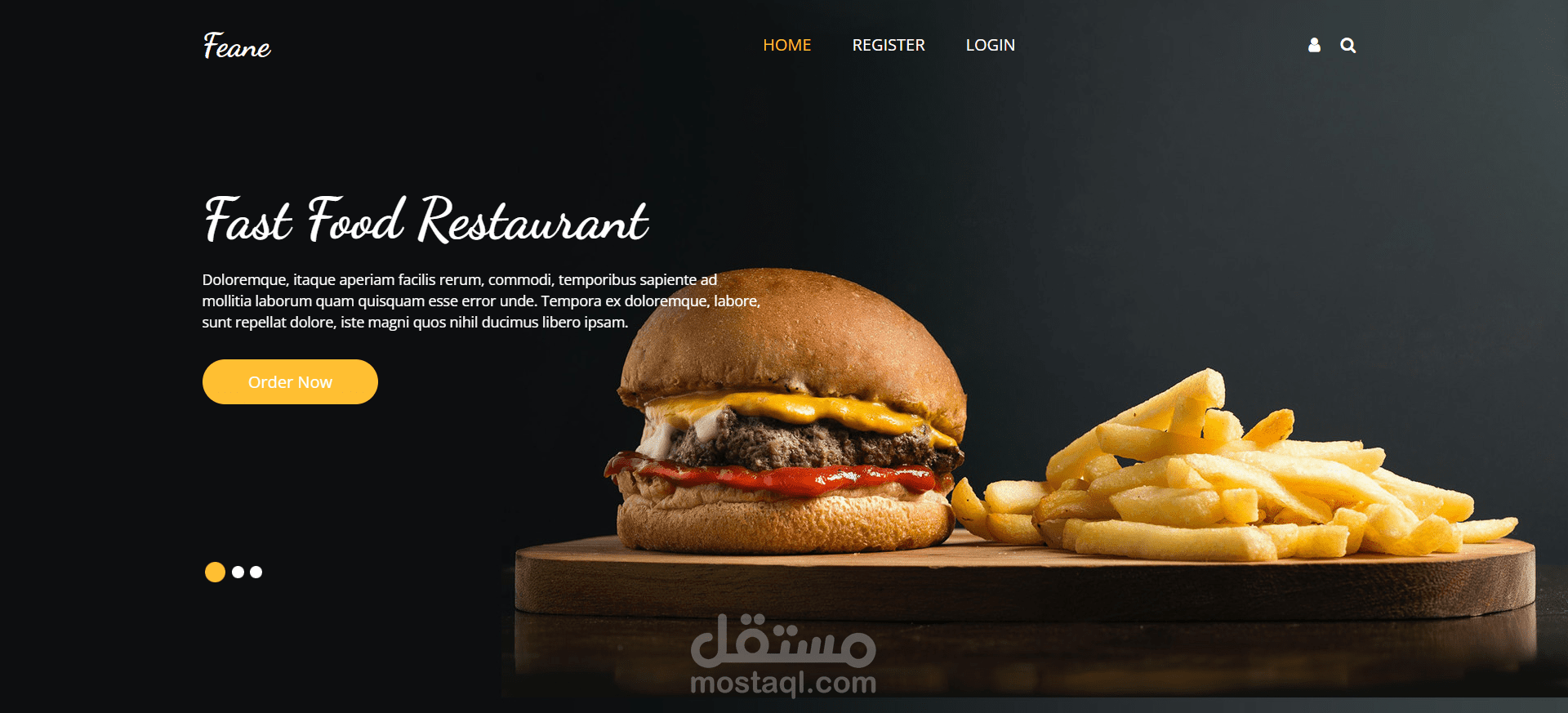 موقع إلكتروني لمطعم – Fast Food Restaurant Website