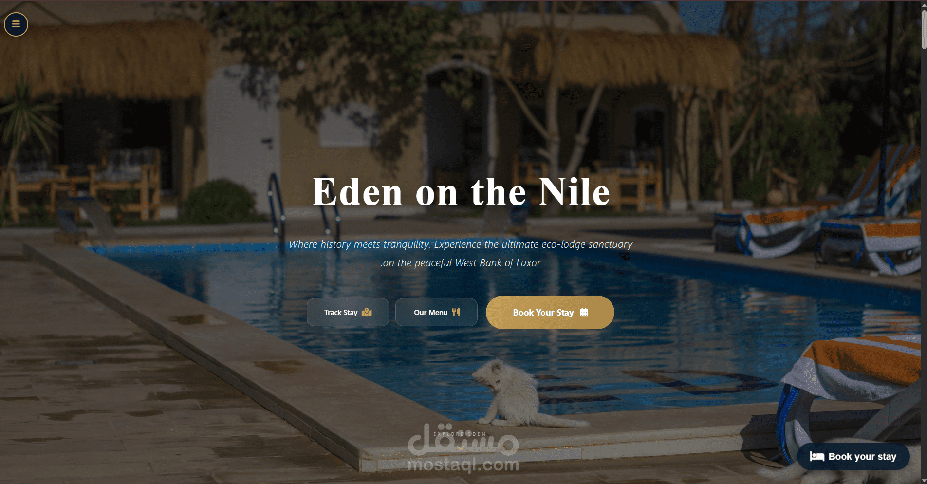 موقع متكامل Front and back end لفندق eden on the nile