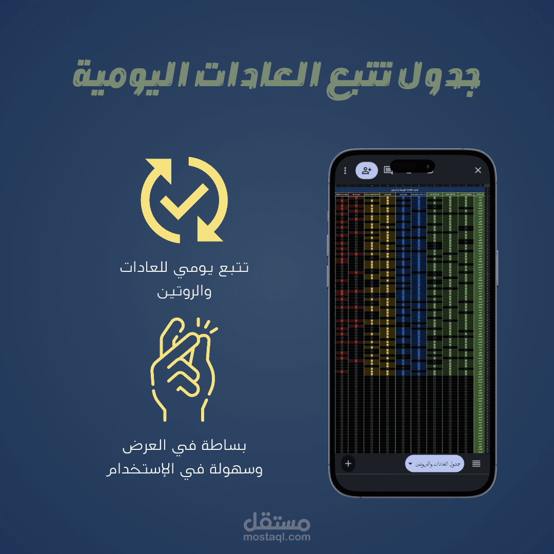 جدول تتبع العادات اليومية