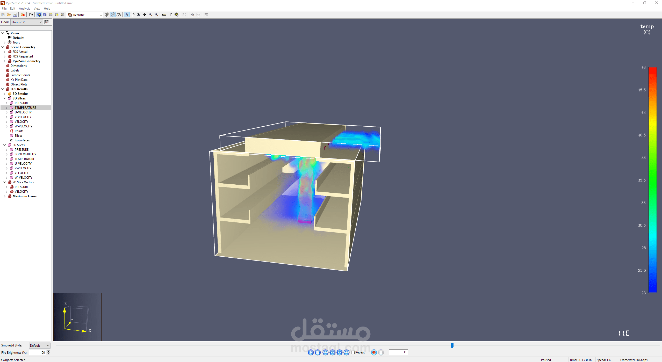 عمل محاكاة atrium باستخدام PyroSim