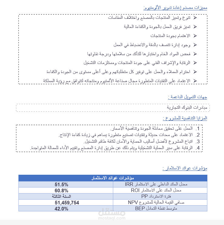 دراسة جدوى مشروع مصنع إعادة تدوير الألومنيوم