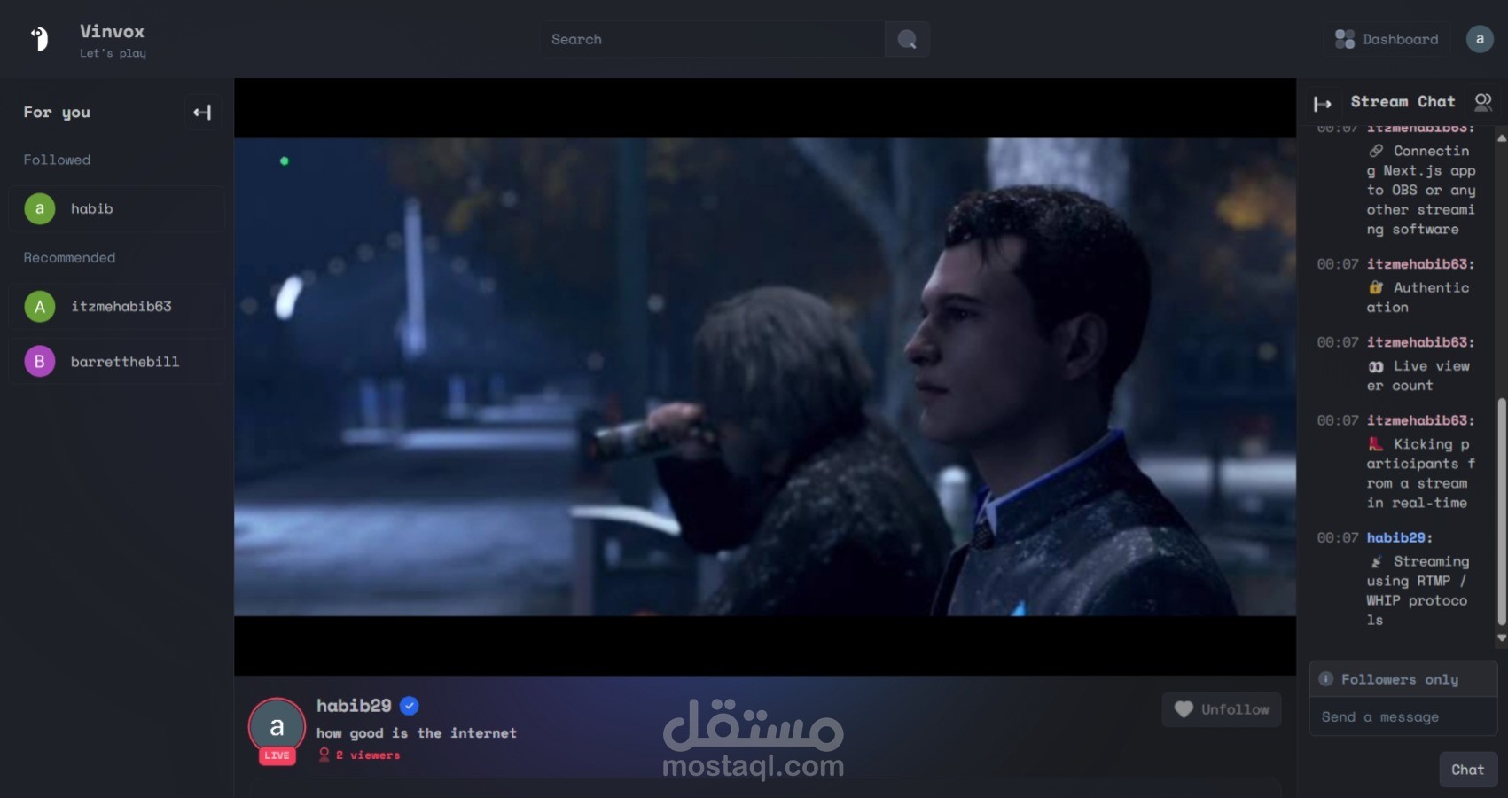 Vinvox منصة بث مباشر متكاملة