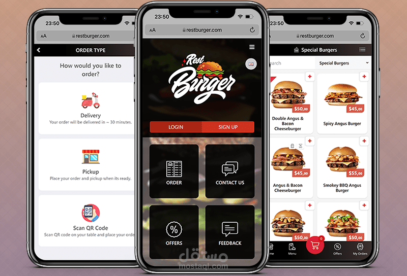 تطبيق للمطاعم اندوريد و ايفون بنظام فلاتر
