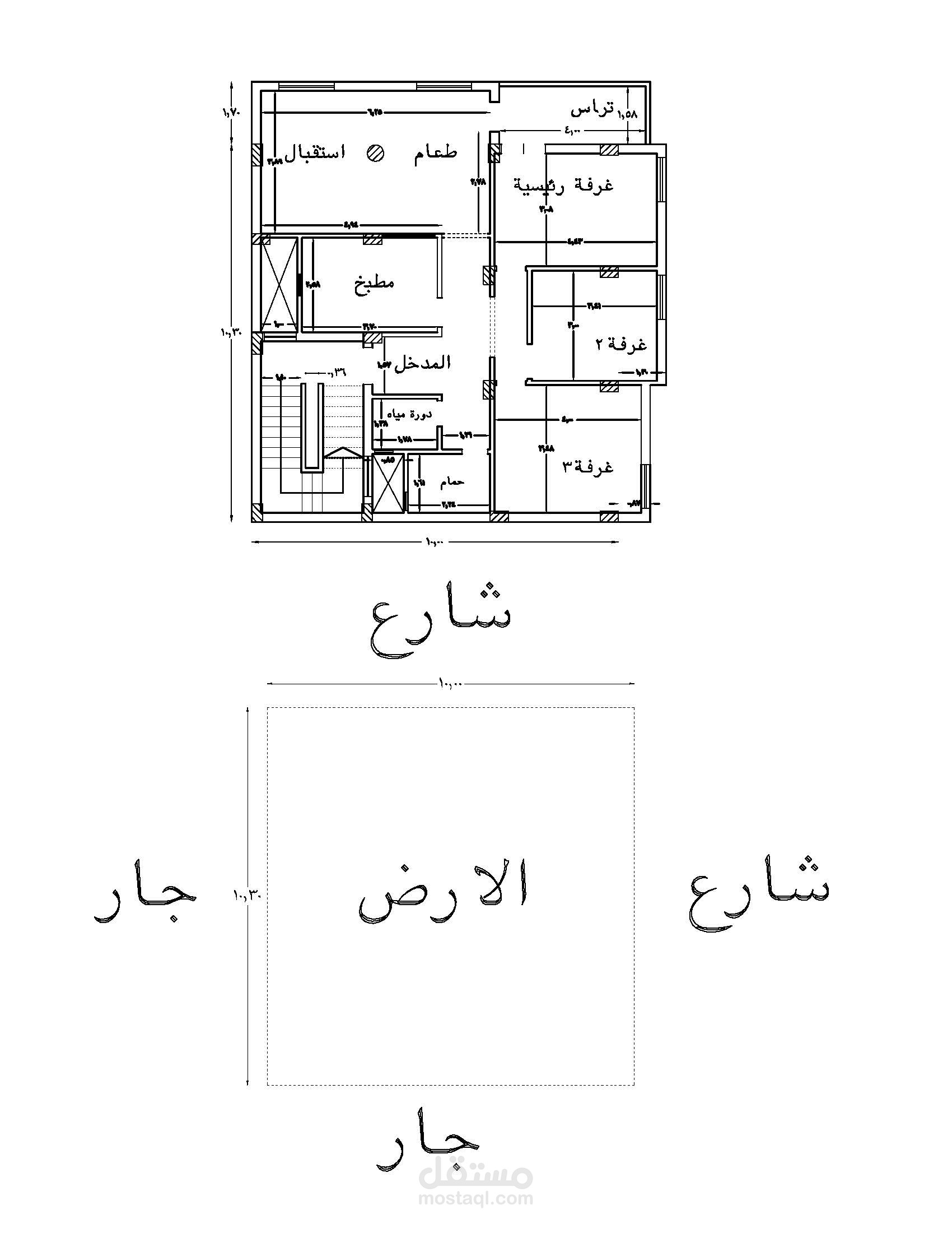 تصميم مخطط معماري لبيت سكني
