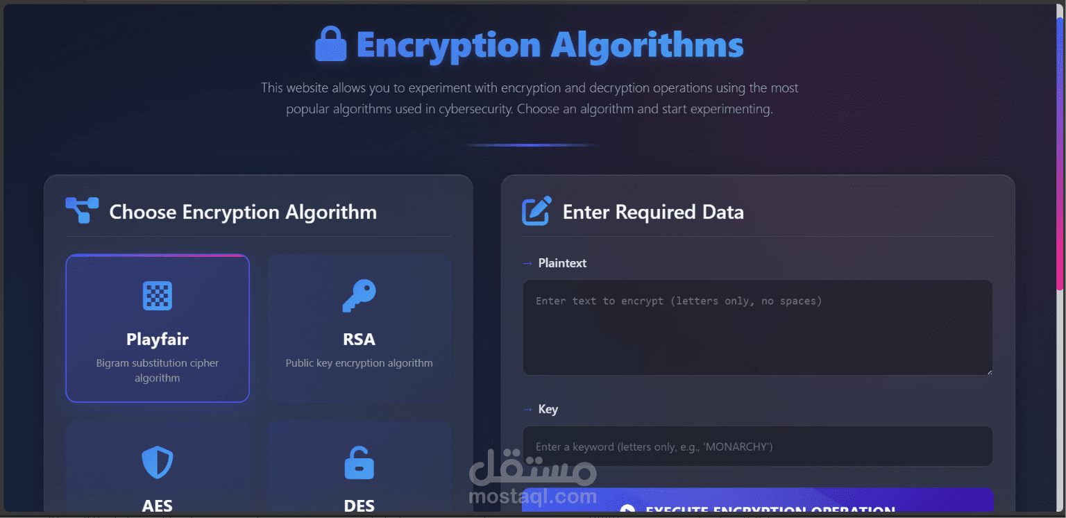 Encryption Algorithms Visualizer & Implementation
