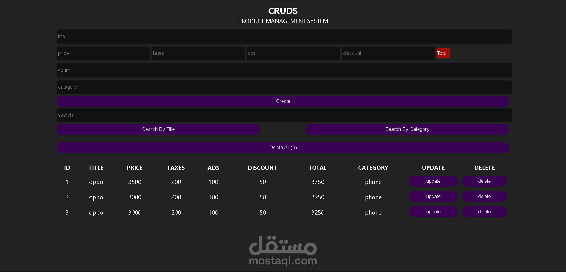 موقع الكتروني لادارة متجر الاجهزة الذكية