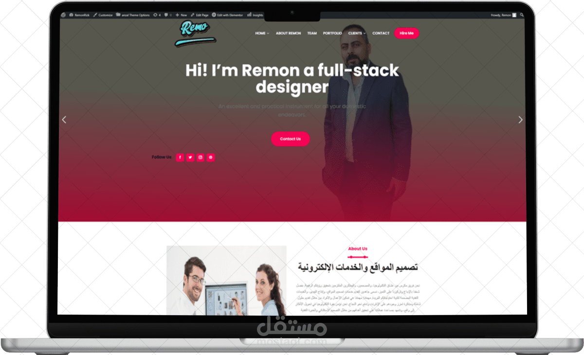 موقع تعريفي شخصي للعمل الخاص بي وهوا تصميم المواقع والمهارات الاخري