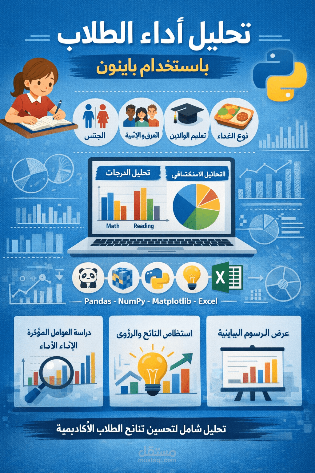 تحليل أداء الطلاب باستخدام بايثون