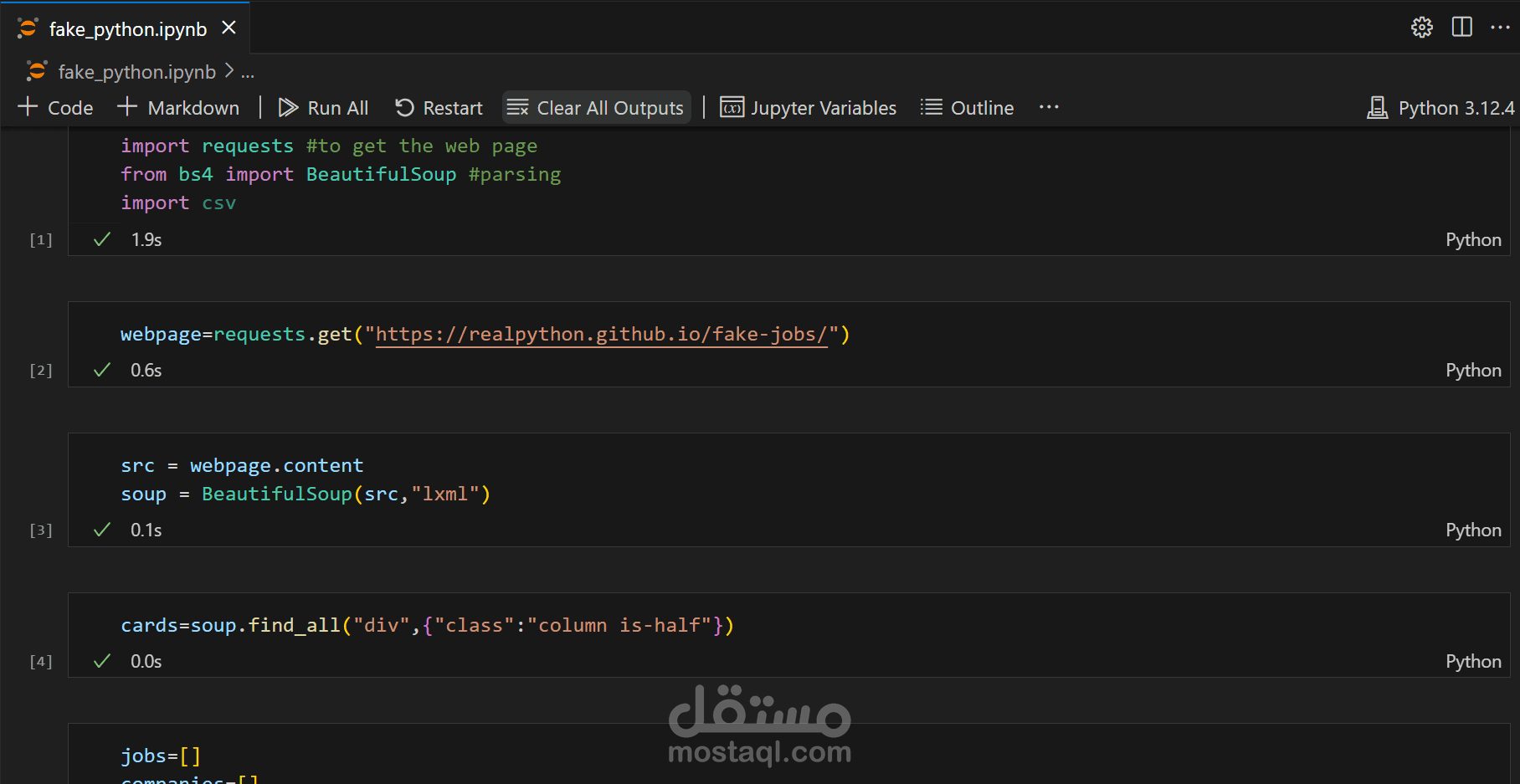 web scraping from website