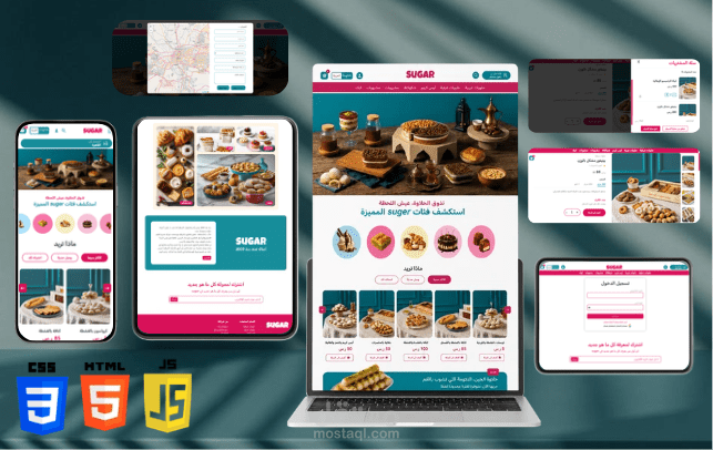 موقع ويب  لمتجر حلويات متكامل  ومتجاوب (sweet store)